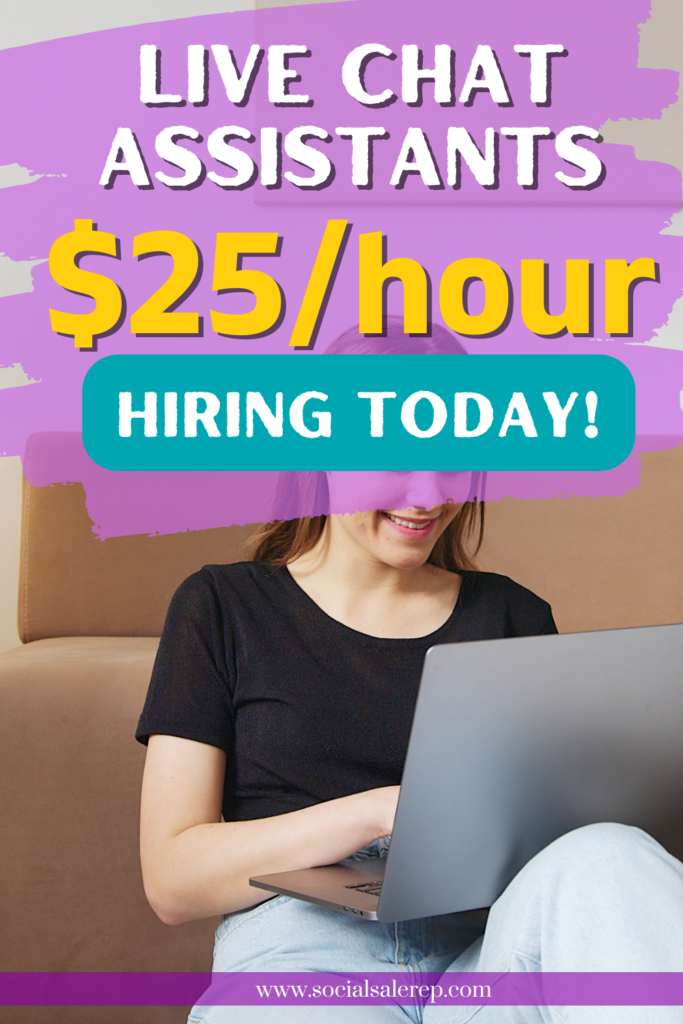 A woman on her computer getting paid as a live chat agent